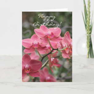 Happy Birthday Roze Orchid bloemen Kaart