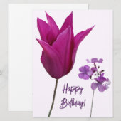 Happy Birthday  roze paarse bloemen modern Feestdagenkaart (Voorkant / Achterkant)