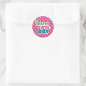 Happy birthday roze polka dot vlinder stickers (Tas)