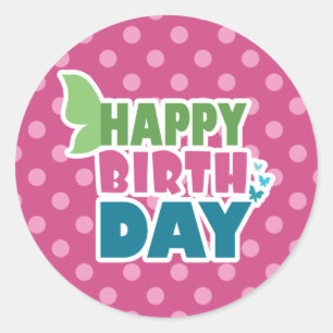 Happy birthday roze polka dot vlinder stickers