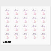 Happy Birthday roze prinses zwan wit Ronde Sticker (Vel)