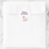Happy Birthday roze prinses zwan wit Ronde Sticker (Tas)