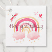 Happy Birthday roze regenboog Bedankjes Labels (Voorkant)
