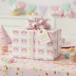 Happy Birthday roze regenboog Cadeaupapier