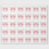 Happy Birthday roze regenboog Cadeaupapier (Vlak)