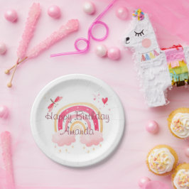 Happy Birthday roze regenboog gepersonaliseerd Papieren Bordje