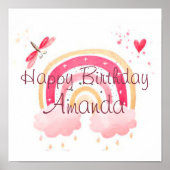 Happy Birthday roze regenboog gepersonaliseerd Poster (Voorkant)