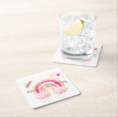 Happy Birthday roze regenboog Kartonnen Onderzetters (Insitu)