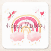 Happy Birthday roze regenboog Kartonnen Onderzetters (Voorkant)