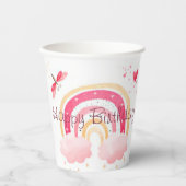 Happy Birthday roze regenboog Papieren Bekers (Voorkant)