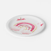 Happy Birthday roze regenboog Papieren Bordje (Gekanteld)