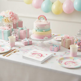 Happy Birthday roze regenboog Servet