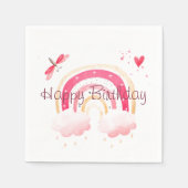 Happy Birthday roze regenboog Servet (Voorkant)