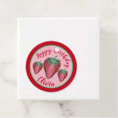 Happy Birthday roze rode aardbeien Bedankjes Labels (In situ)