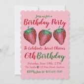 Happy Birthday roze rode aardbeien Kaart (Voorkant)