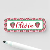 Happy Birthday roze rode aardbeien Naamplaatje (In situ)