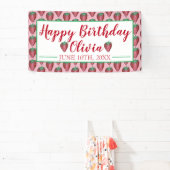 Happy Birthday roze rode aardbeien Spandoek (Insitu)