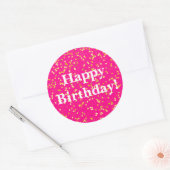 Happy Birthday roze Ronde Sticker (Envelop)