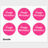 Happy Birthday roze Ronde Sticker (Vel)
