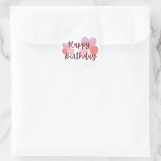 Happy Birthday roze Ronde Sticker (Tas)