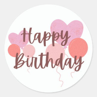 Happy Birthday roze Ronde Sticker