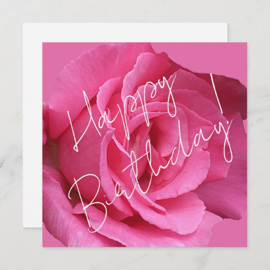 Happy Birthday  roze roos bloemenboho classy Feestdagenkaart (Voorkant / Achterkant)