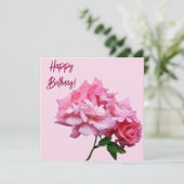 Happy Birthday roze rose minimalistisch elegant Kaart (Staand voorkant)