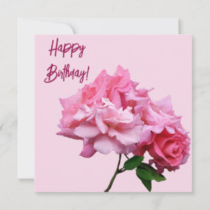 Happy Birthday  roze rose minimalistisch elegant Kaart