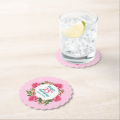 Happy Birthday roze Rose Red White Petunia Polka Kartonnen Onderzetters (Insitu)