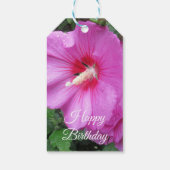 Happy Birthday Roze Rose van Sharon Flower Foto Cadeaulabel (Achterkant)