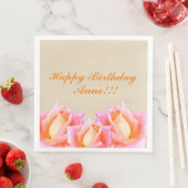 Happy Birthday roze Roses Servet (Insitu)