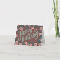 HAPPY BIRTHDAY Roze Rozen Lijst Bloemen Aanpassen
