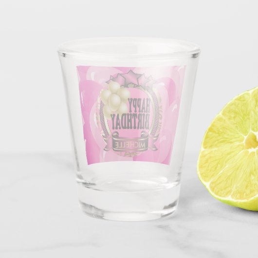 Happy Birthday - Roze Shot Glas (Achterkant)