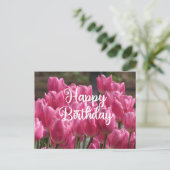 Happy Birthday roze Tulip Flowers Briefkaart (Staand voorkant)