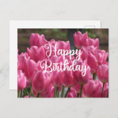 Happy Birthday roze Tulip Flowers Briefkaart (Voorkant / Achterkant)