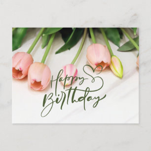Happy Birthday roze Tulip Flowers Briefkaart