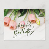 Happy Birthday roze Tulip Flowers Briefkaart (Voorkant)