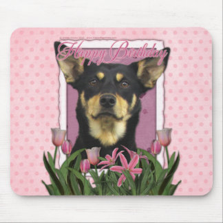 Happy Birthday - roze Tulips - Australische Kelpie Muismat