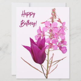 Happy Birthday  roze tulp bloemenkleurrijk Feestdagenkaart