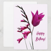 Happy Birthday  roze tulp bloemenkleurrijk Feestdagenkaart (Voorkant / Achterkant)