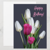 Happy Birthday  roze tulp bloemenstijlvol Feestdagenkaart (Voorkant / Achterkant)