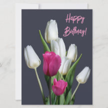 Happy Birthday  roze tulp bloemenstijlvol