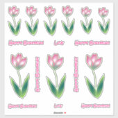 Happy Birthday Roze Tulp Bloom Stickers (Vel)