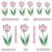 Happy Birthday Roze Tulp Bloom Stickers (Voorkant)