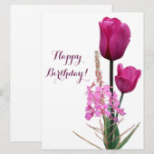 Happy Birthday  roze tulp simpel elegant Feestdagenkaart (Voorkant / Achterkant)