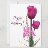 Happy Birthday  roze tulp simpel elegant Feestdagenkaart (Voorkant)