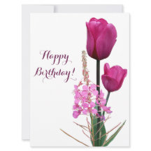 Happy Birthday  roze tulp simpel elegant