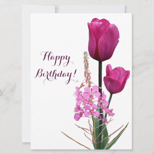 Happy Birthday  roze tulp simpel elegant Feestdagenkaart (Voorkant)