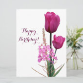 Happy Birthday  roze tulp simpel elegant Feestdagenkaart (Staand voorkant)