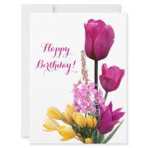 Happy Birthday  roze tulpen krokus bloemen